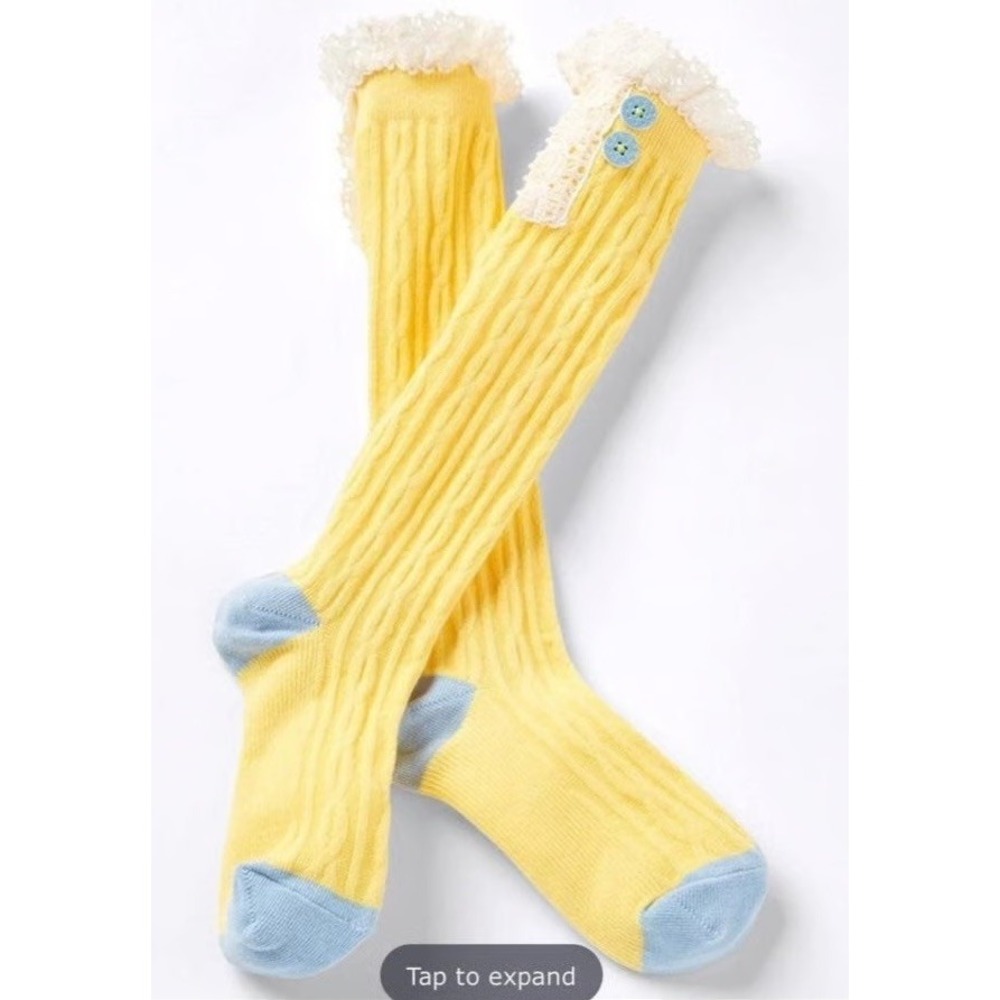 Matilda Jane Girls Yellow‎ Socks Size Small New